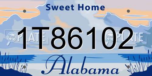 1T86102 Alabama License Plate