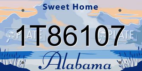 1T86107 Alabama License Plate