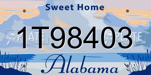 1T98403 Alabama License Plate