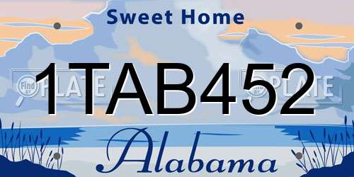 1TAB452 Alabama License Plate