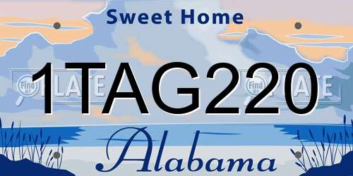 1TAG220 Alabama License Plate