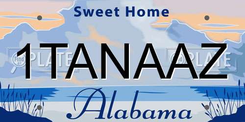 1TANAAZ Alabama License Plate