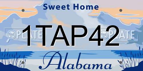 1TAP42 Alabama License Plate