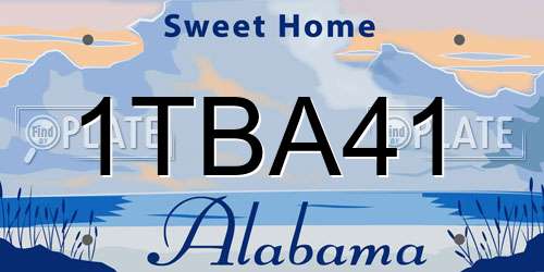 1TBA41 Alabama License Plate
