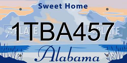 1TBA457 Alabama License Plate
