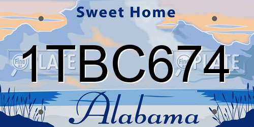 1TBC674 Alabama License Plate