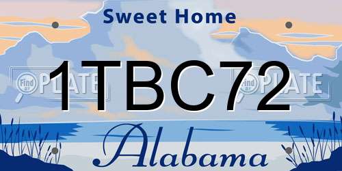 1TBC72 Alabama License Plate