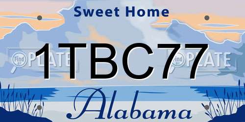 1TBC77 Alabama License Plate