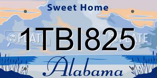 1TBI825 Alabama License Plate