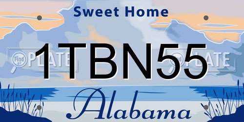 1TBN55 Alabama License Plate