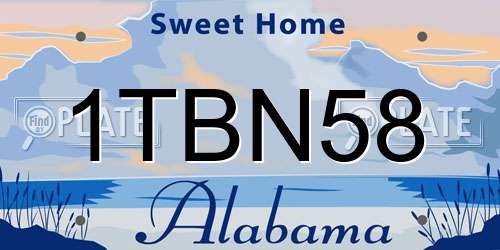 1TBN58 Alabama License Plate