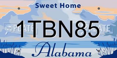 1TBN85 Alabama License Plate