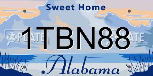 1TBN88 Alabama License Plate