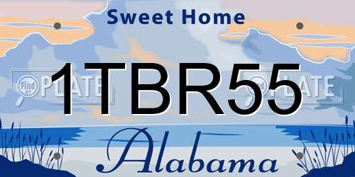 1TBR55 Alabama License Plate