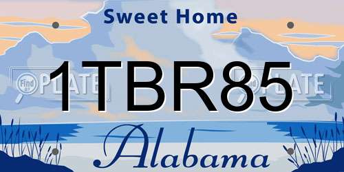 1TBR85 Alabama License Plate