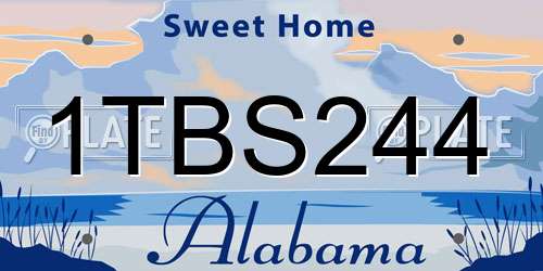 1TBS244 Alabama License Plate