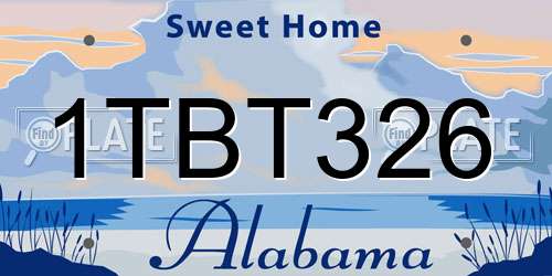1TBT326 Alabama License Plate