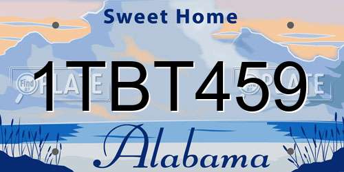 1TBT459 Alabama License Plate
