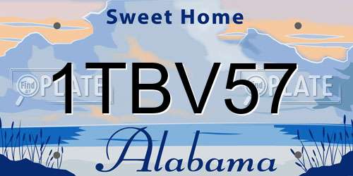 1TBV57 Alabama License Plate