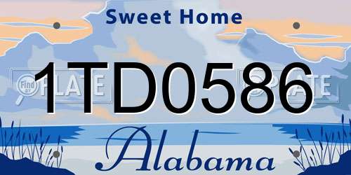1TD0586 Alabama License Plate