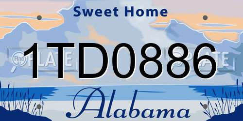 1TD0886 Alabama License Plate