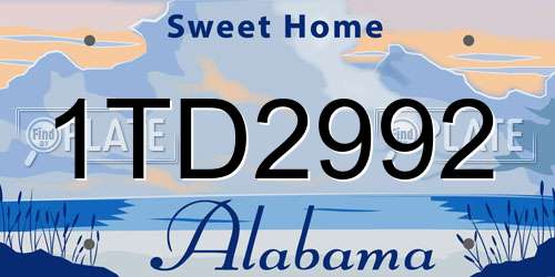 1TD2992 Alabama License Plate