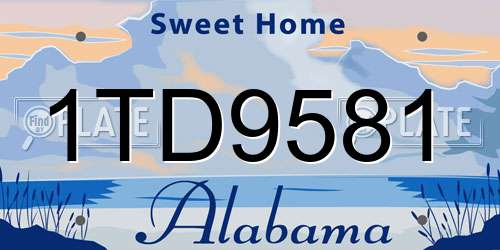 1TD9581 Alabama License Plate