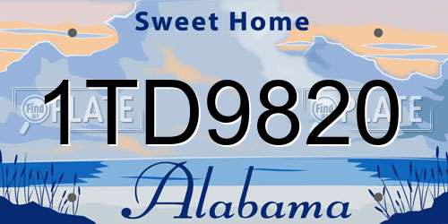 1TD9820 Alabama License Plate