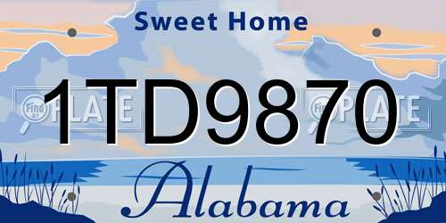 1TD9870 Alabama License Plate