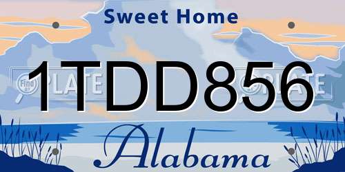 1TDD856 Alabama License Plate