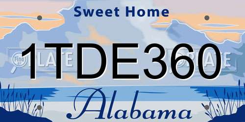 1TDE360 Alabama License Plate