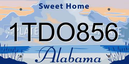 1TDO856 Alabama License Plate