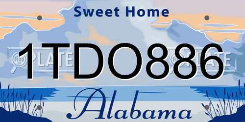 1TDO886 Alabama License Plate