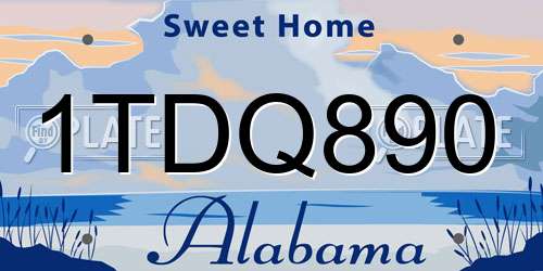 1TDQ890 Alabama License Plate
