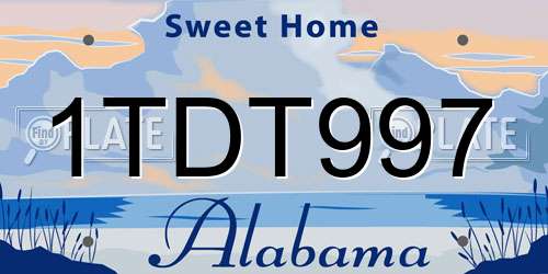 1TDT997 Alabama License Plate