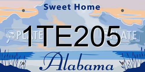 1TE205 Alabama License Plate
