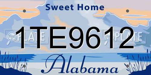 1TE9612 Alabama License Plate