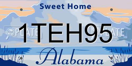 1TEH95 Alabama License Plate