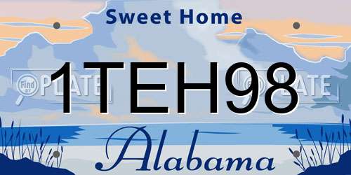 1TEH98 Alabama License Plate