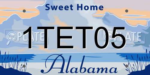 1TET05 Alabama License Plate