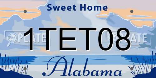 1TET08 Alabama License Plate