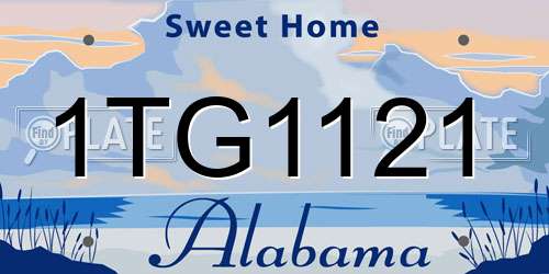 1TG1121 Alabama License Plate