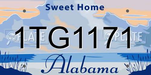 1TG1171 Alabama License Plate