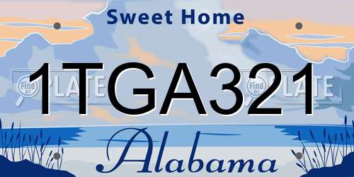1TGA321 Alabama License Plate