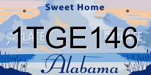 1TGE146 Alabama License Plate