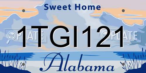 1TGI121 Alabama License Plate