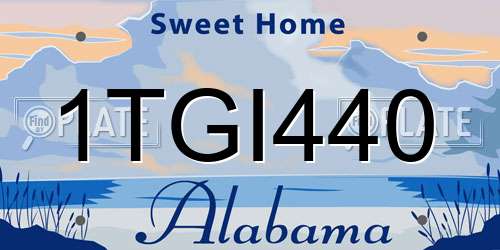 1TGI440 Alabama License Plate