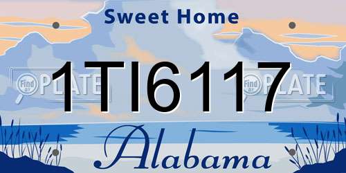 1TI6117 Alabama License Plate