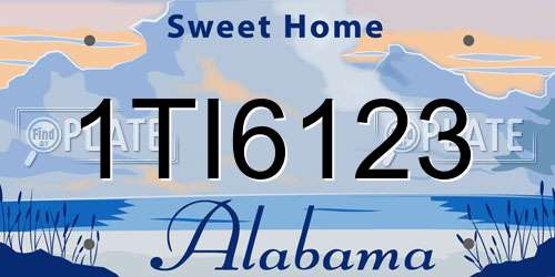 1TI6123 Alabama License Plate