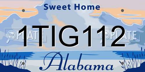 1TIG112 Alabama License Plate